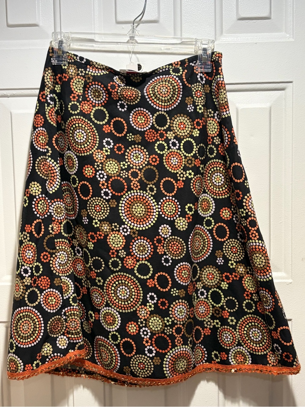 Talbots Black Stretch Top with Multicolor Dot Rings